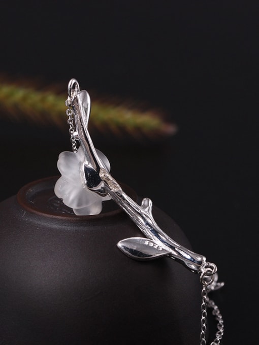 SILVER MI Natural Crystal Plum Blossom Bracelet 2