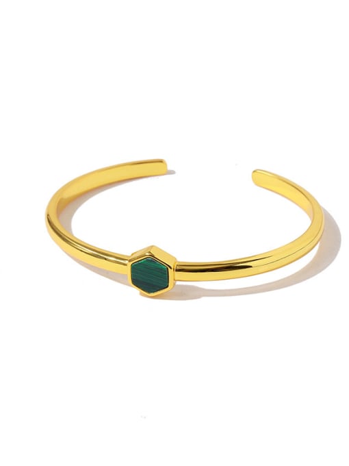 gold  green Copper With Gold Plated Personality Geometric Free Size Bangles