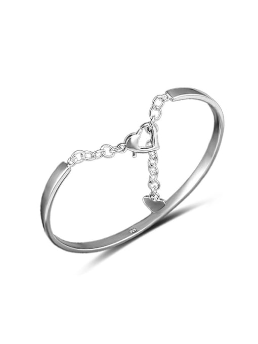 Ya Heng Simple Heart shaped Copper Silver Plated Bracelet 0