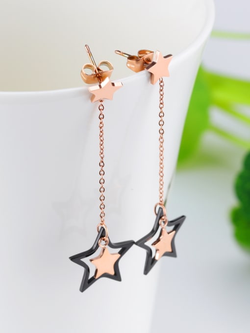 Open Sky Fashion Star Rose Gold Plated Titanium Drop Earrings 2