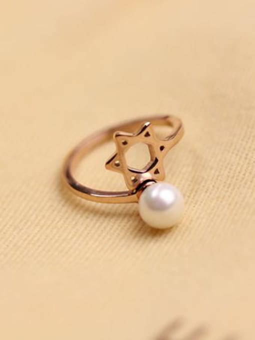 GROSE Star Pattern Artificial pearl Women Ring 0