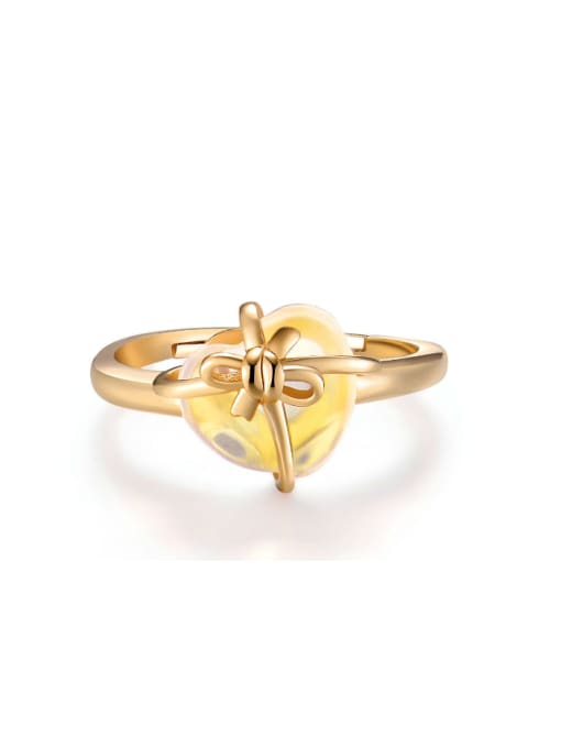 gOLD pLATED Natural Crystal Heart-shape Women Exquisite Ring