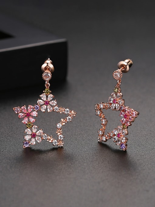 BLING SU Copper With Rose Gold Plated Delicate Geometric Drop Earrings 2
