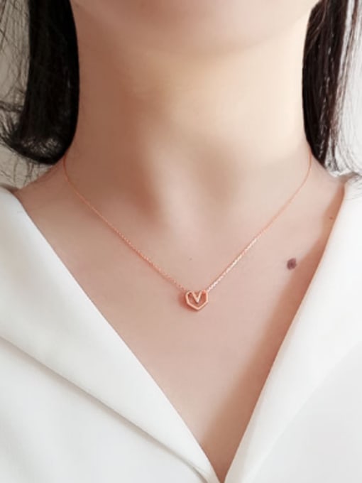 DAKA Simple Hollow Heart Pendant Silver Necklace 1