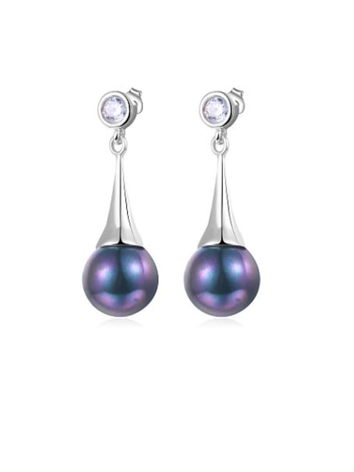 multi-color Colorful Pearl Platinum Plated Round Shaped Stud Earrings