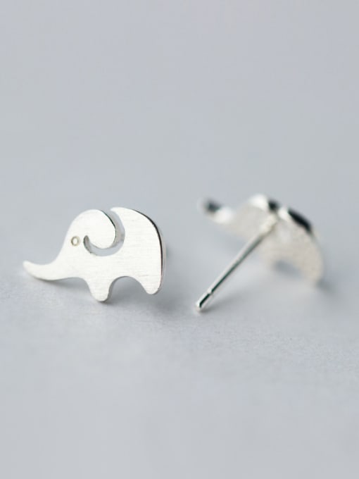 Rosh S925 Silver Cute Baby Elephant Stud cuff earring 1