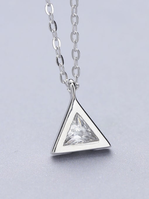 One Silver Triangle Shaped Necklace