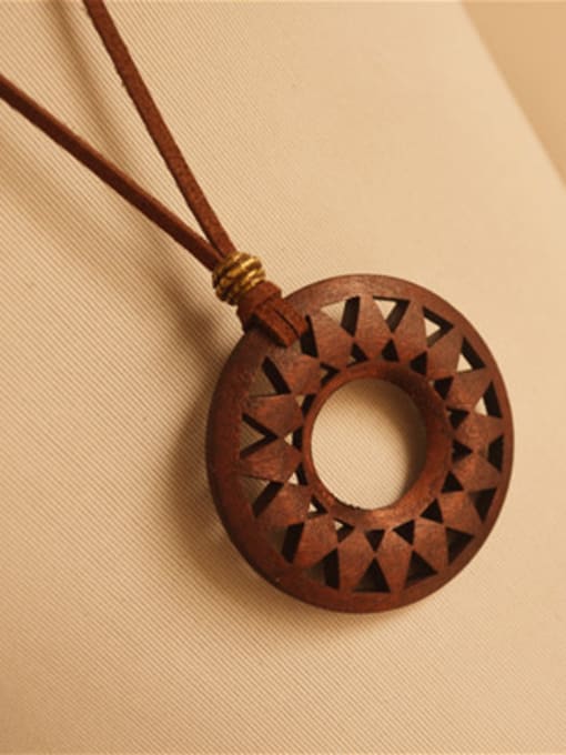 Dandelion Retro folk style female cotton all-match pattern assembly simple wooden pendant long sweater chain necklace 2
