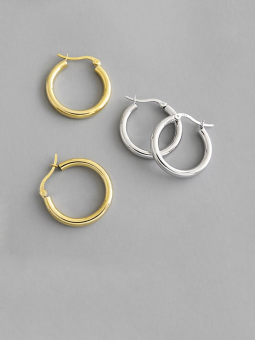DAKA 925 Sterling Silver With Gold Plated Simplistic Round Hoop Earrings 3