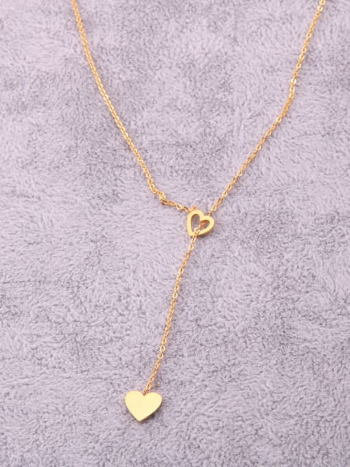 GROSE Titanium With Gold Plated Simplistic Heart  Hollow Locket Necklace 2