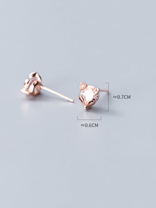 Rosh 925 Sterling Silver With Rose Gold Plated Personality Animal Fox Stud Earrings 1