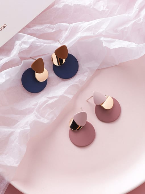 Girlhood Alloy With Rose Gold Plated Simplistic Geometric Drop Earrings 2