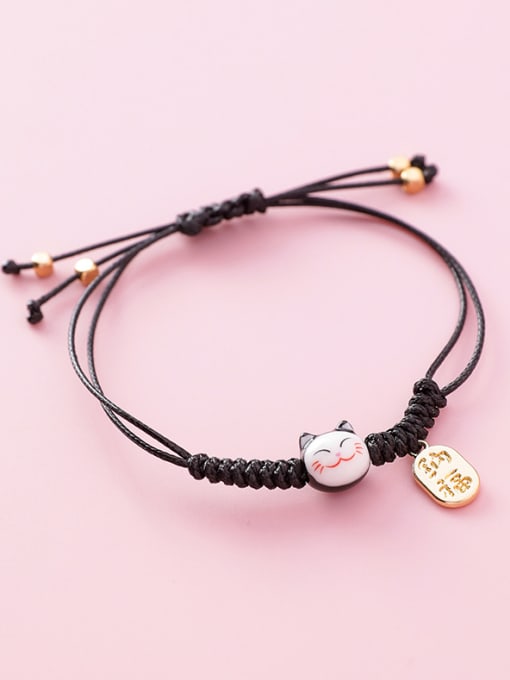 10625B Knitted Trumpet Cat (Black) Alloy With 18k Gold Plated Bohemia Charm Bracelets