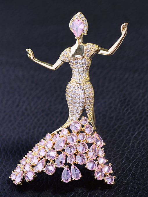 Hua Copper With Cubic Zirconia Cute Dancer Brooches 1