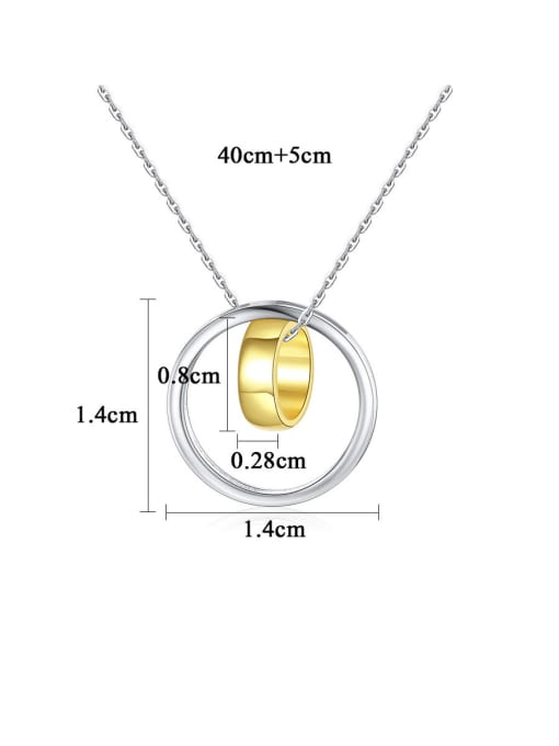 CCUI 925 Sterling Silver With Simple glossy double circle Pendants necklace 4