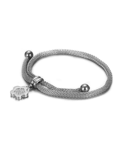JINDING Titanium Steel Wire Flower Pendant Stainless Steel Bracelet 2