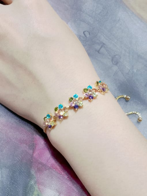 Seven colours Copper With Cubic Zirconia  Classic Flower Adjustable Bracelets