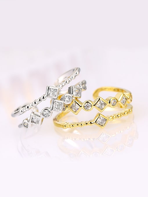 XP Fashion Two-band Zircon Opening Ring 2