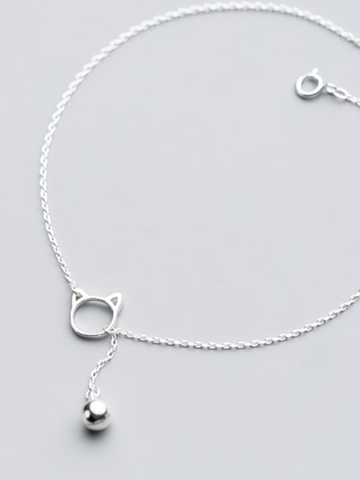 Rosh 925 Sterling Silver With Platinum Plated Cute Cat Bell Anklets 1