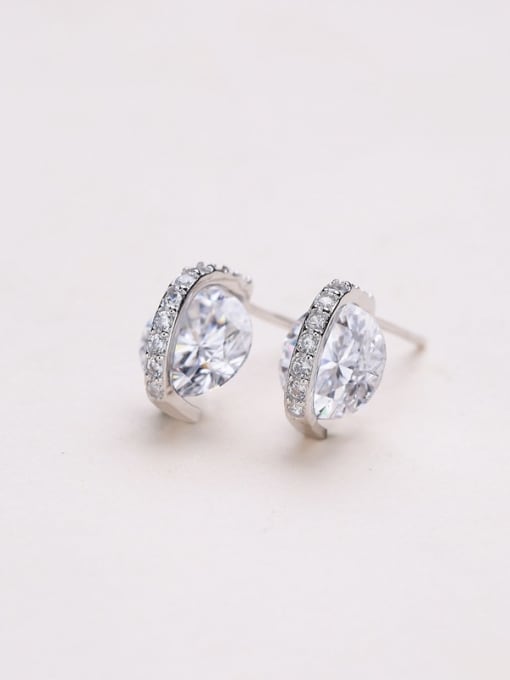 One Silver All-match 925 Silver Geometric stud Earring 0