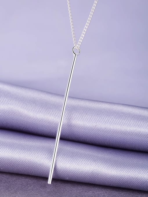 One Silver Straight Rod Shaped Necklace