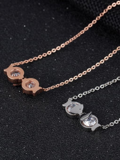 Open Sky Simple Kissing Fish Rose Gold Plated Titanium Necklace 2