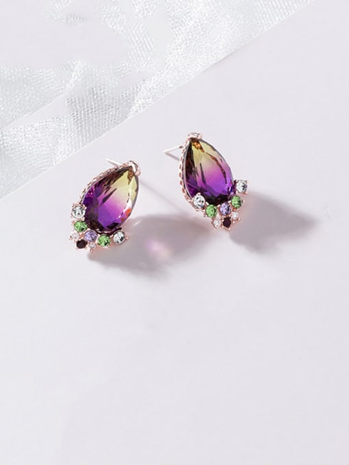 D purple (water drop) Alloy With Rose Gold Plated Delicate Heart Drop Earrings
