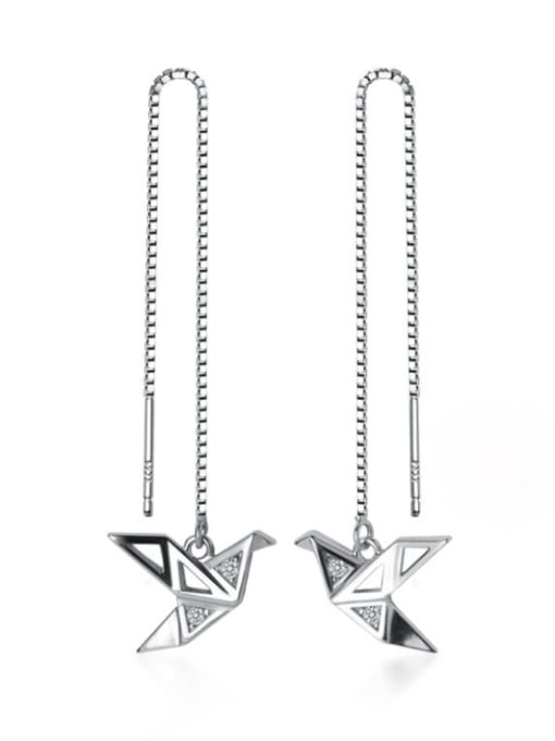 Rosh 925 Sterling Silver With Platinum Plated Simplistic  Paper Crane Threader Earrings And Necklace 0