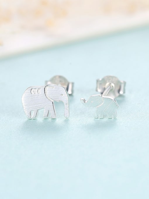 CCUI 925 Sterling Silver With Glossy  Cartoon elephant   Stud Earrings 0