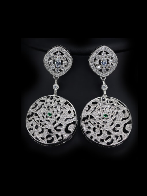 L.WIN Platinum Plated Zircons Drop Chandelier earring 0