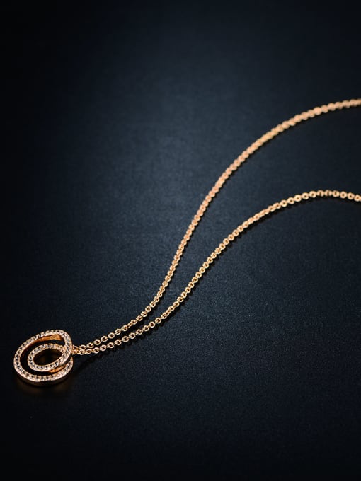 UNIENO 2018 Rose Gold Plated Zircon Necklace 1