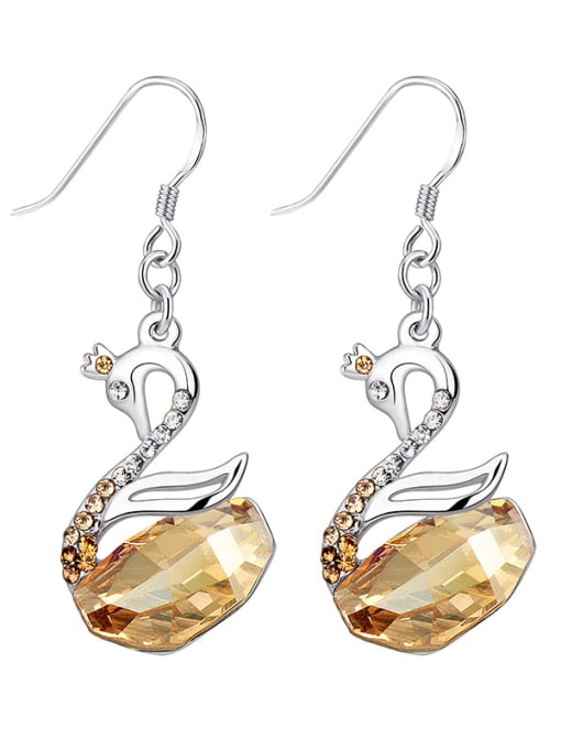Yellow S925 Silver Swan-shaped drop earring
