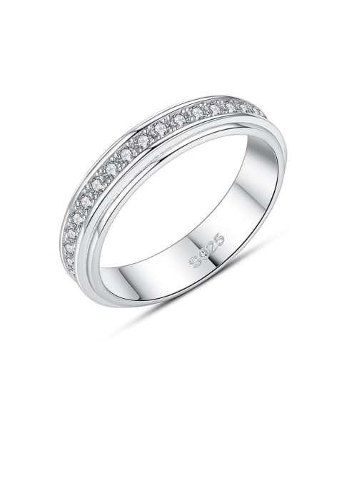 CCUI 925 Sterling Silver With Platinum Plated Simplistic Round Band Rings