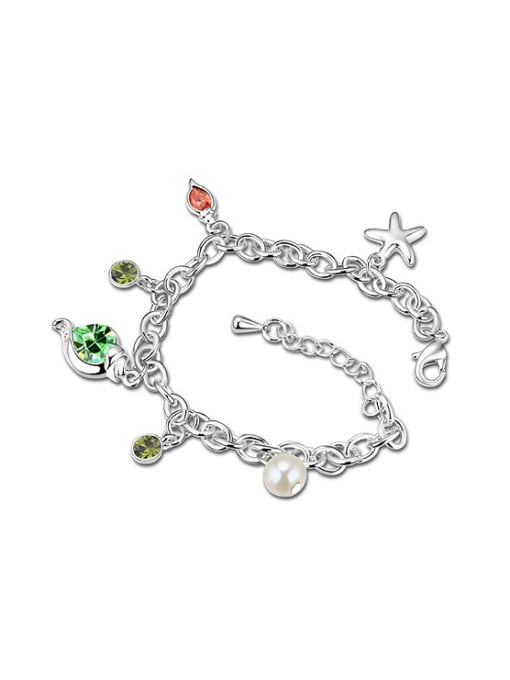 green Personalized Shiny austrian Crystals Imitation Pearl Alloy Bracelet