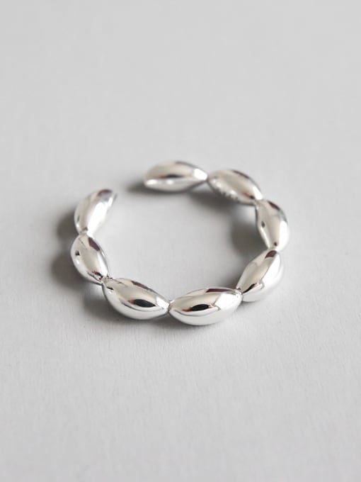 DAKA Sterling Silver simple elliptical bead free size ring 3