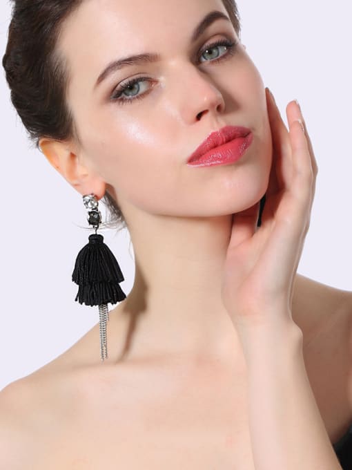 KM Bohemia Style Personality Women Long Tassel Drop Earrings 2