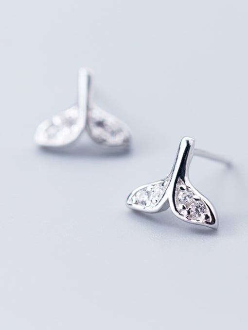Rosh S925 silver beauty tail fish earrings, female diamonds, dream fish, sea animals, sweet Earrings E9377 4