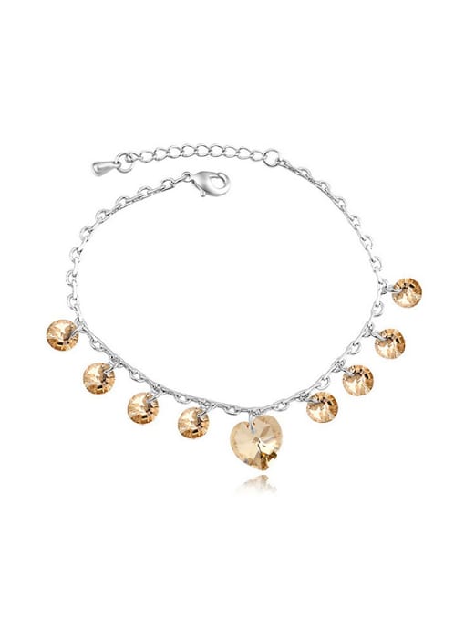 yellow Simple Round Heart austrian Crystals Alloy Anklet