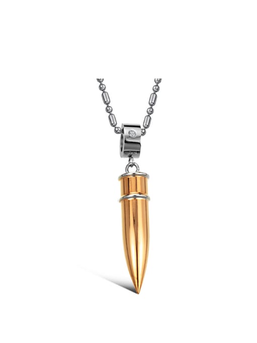 Rose Gold Personalized Bullet Pendant Rhinestones Titanium Necklace