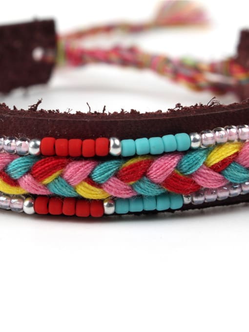 handmade Retro Style Colorful Woven Leather Rope Bracelet 2