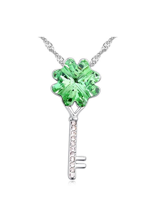 QIANZI Personalized Flowery austrian Crystal Key Pendant Alloy Necklace