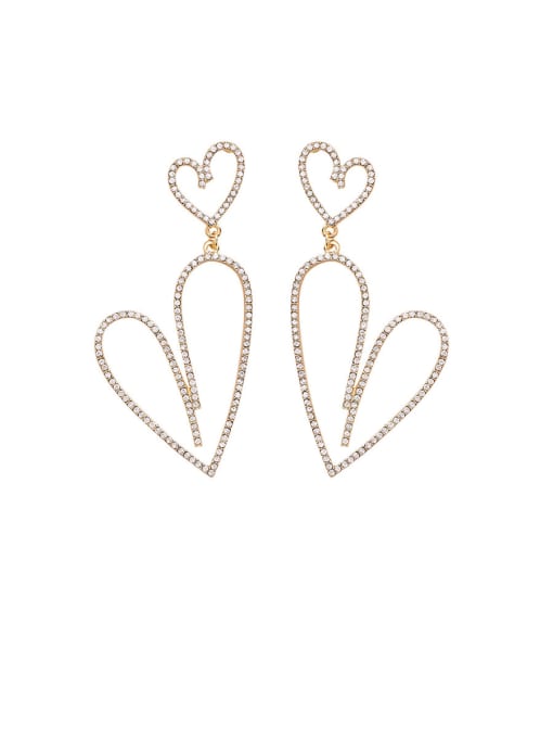 rose Alloy With Rose Gold Plated Simplistic Heart Chandelier Earrings
