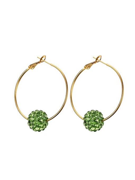 Green All-match Green Gold Plated Rhinestone Drop Earrings