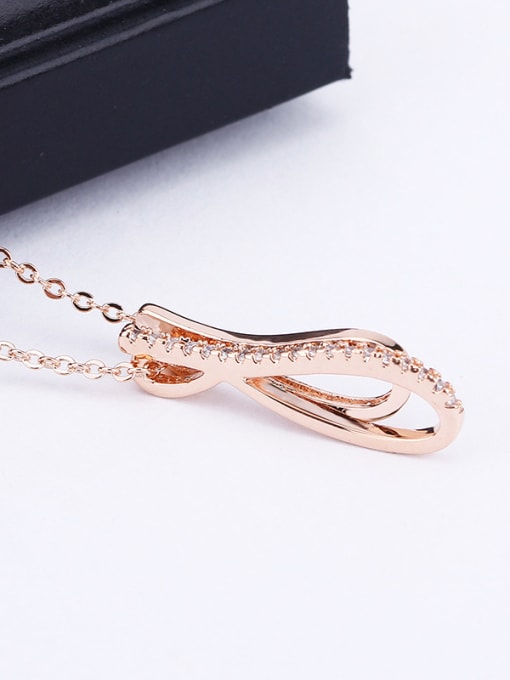 OUXI 18K Rose Gold Women Anti-allergic Zircon Necklace 1