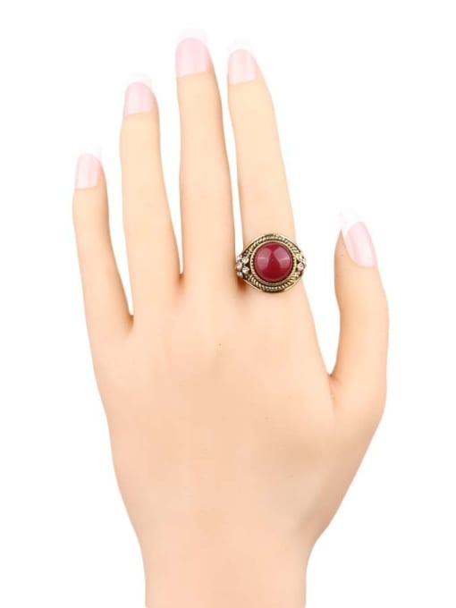 Gujin Retro style Resin Round stone Crystals Alloy Ring 1
