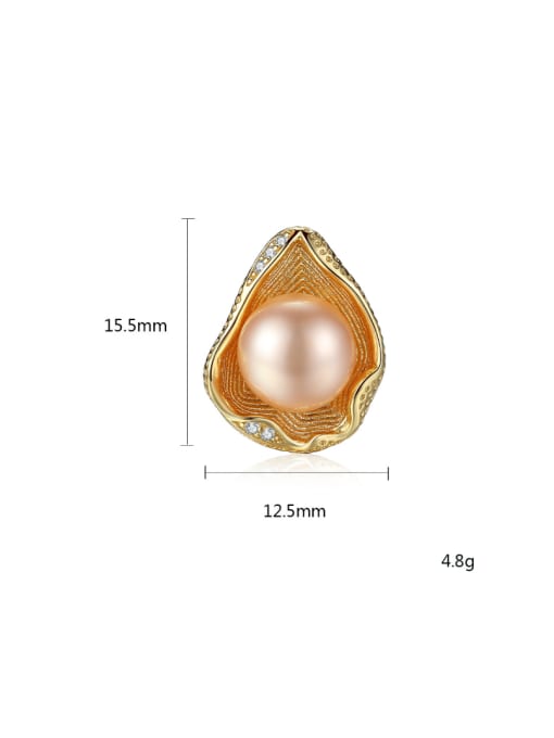 CCUI Pure silver shell design freshwater pearl gold earring 1