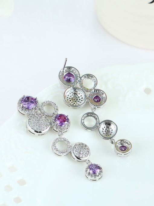 Wei Jia Fashion Little Round Stack Cubic Zirconias Copper Drop Earrings 2