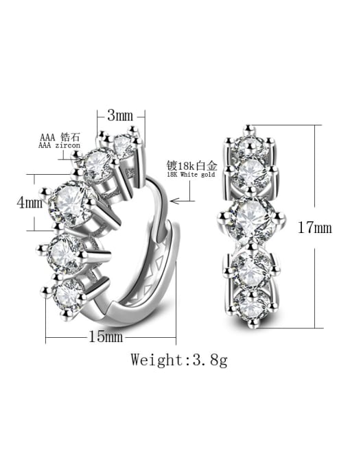 Ya Heng White Gold Plated Fashionable Shining Clip Earrings 2