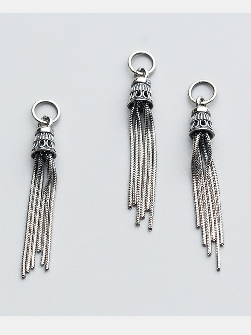 FAN 925 Sterling Silver With Antique Silver Plated Personality tassel Charms 1