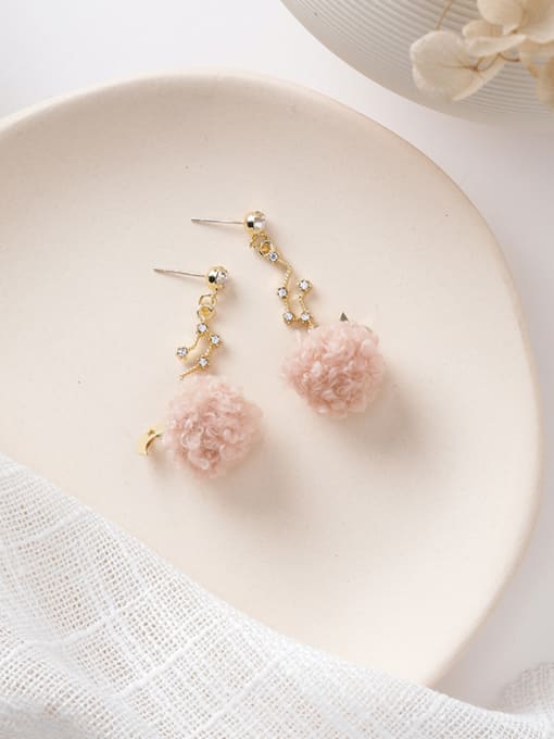 Girlhood Alloy With Gold Plated Fashion Plush ball Star Drop Earrings 2